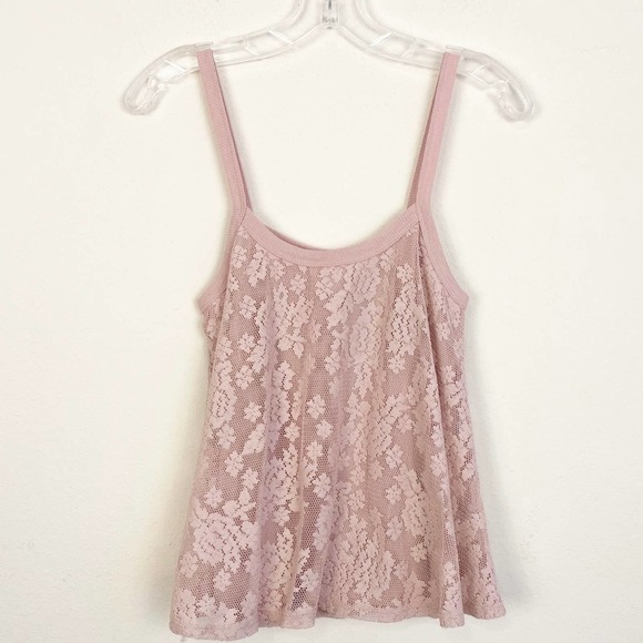 Love on a Hanger Pink Lace Tank Top Small - Picture 1 of 3